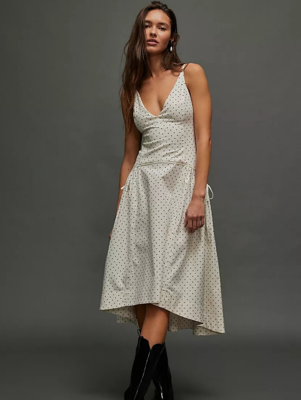 Free People Julep Polka Dot Midi Dress Vintage Combo SZ‎ L - Picture 2 of 14